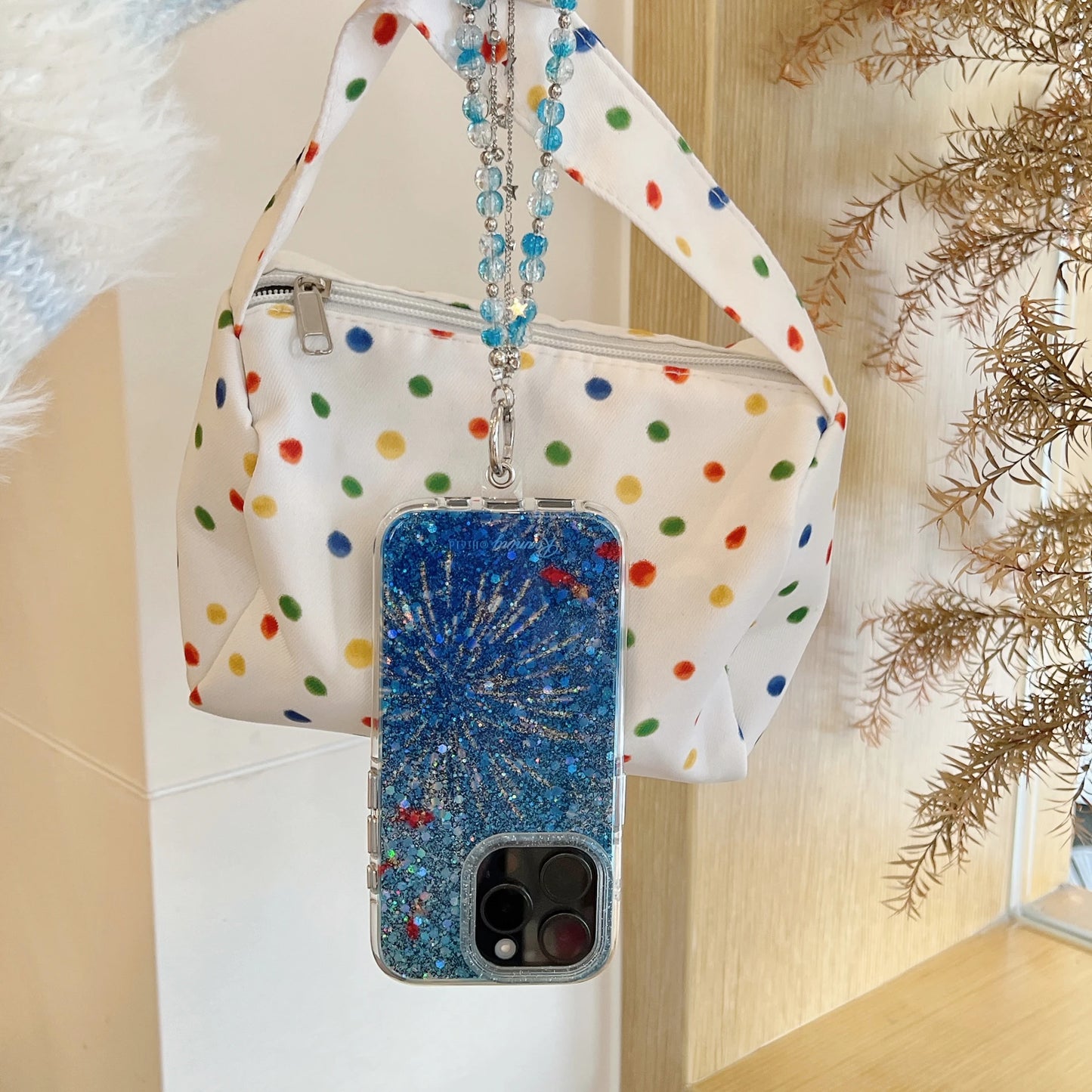 Glittering Goldfish & Firework iPhone Case - Ice Cream Cake