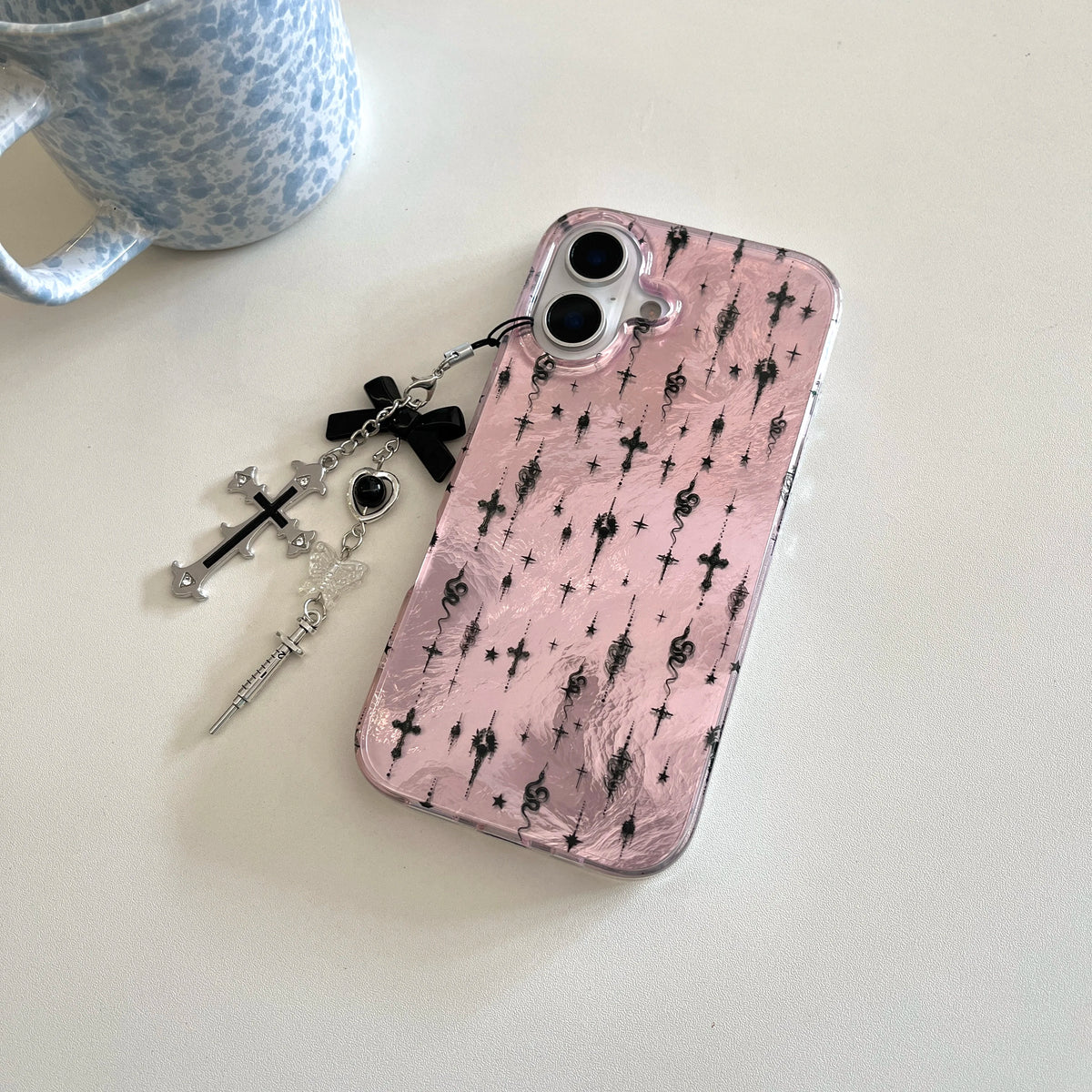 y2k Cross Pattern iPhone Case