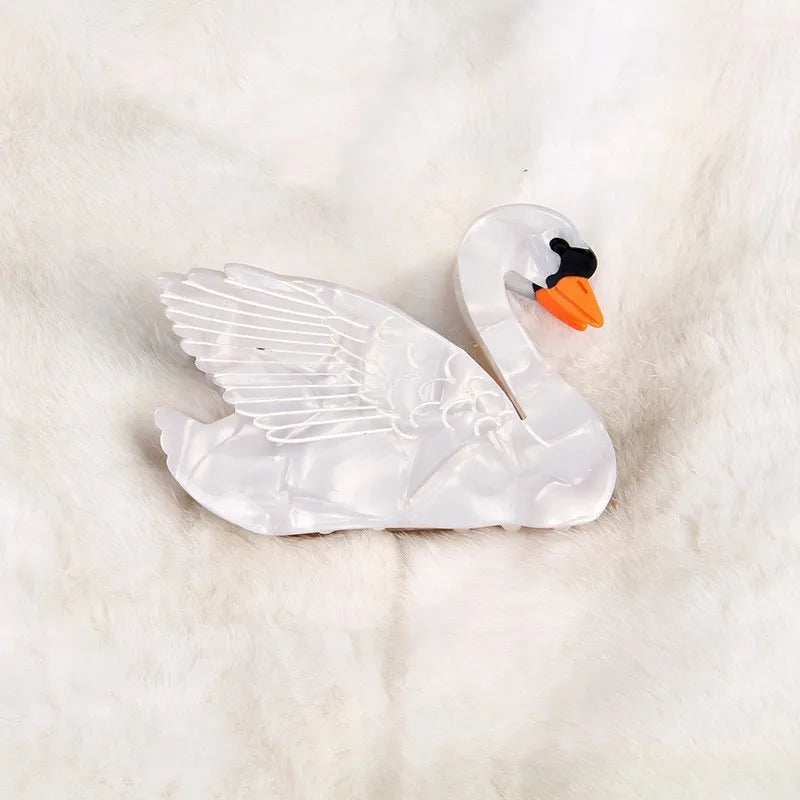Glossy Swan Acrylic Hair Claw Clip