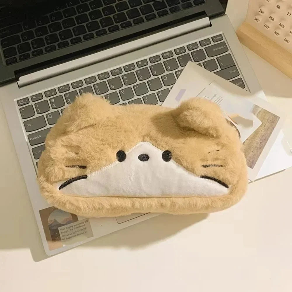 Kids Gift Funny Cat Cartoon Pencil Case Cute Kawaii Stationery Storage Bag Fluffy Large Capacity Cat Stationer Bag Student Use - Ice Cream Cake