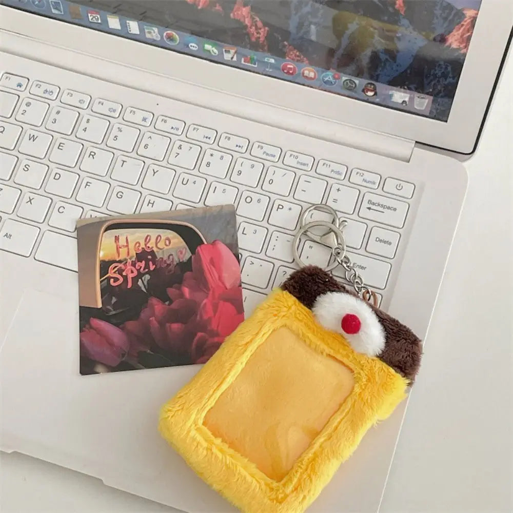 Plush Character Photo Card Holder Keychain