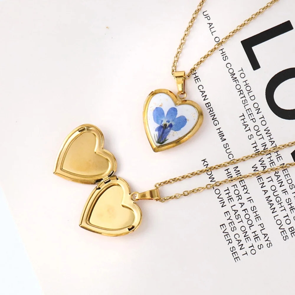 Heart Shaped Birth Flower Locket Pendant Necklace (12 Designs) - Ice Cream Cake