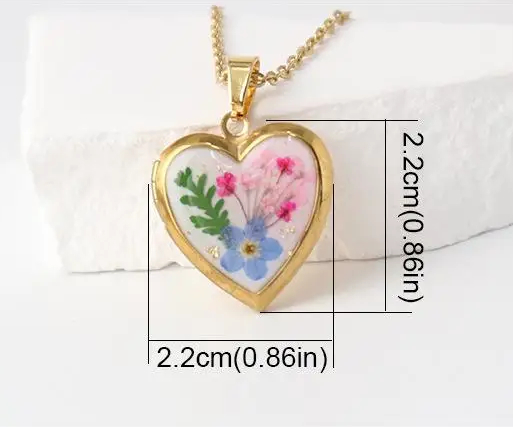 Heart Shaped Birth Flower Locket Pendant Necklace (12 Designs) - Ice Cream Cake
