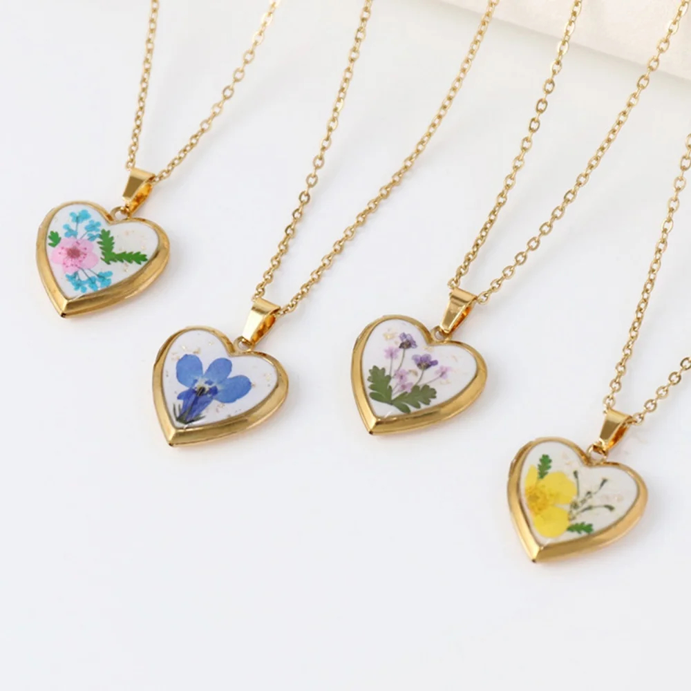 Heart Shaped Birth Flower Locket Pendant Necklace (12 Designs) - Ice Cream Cake