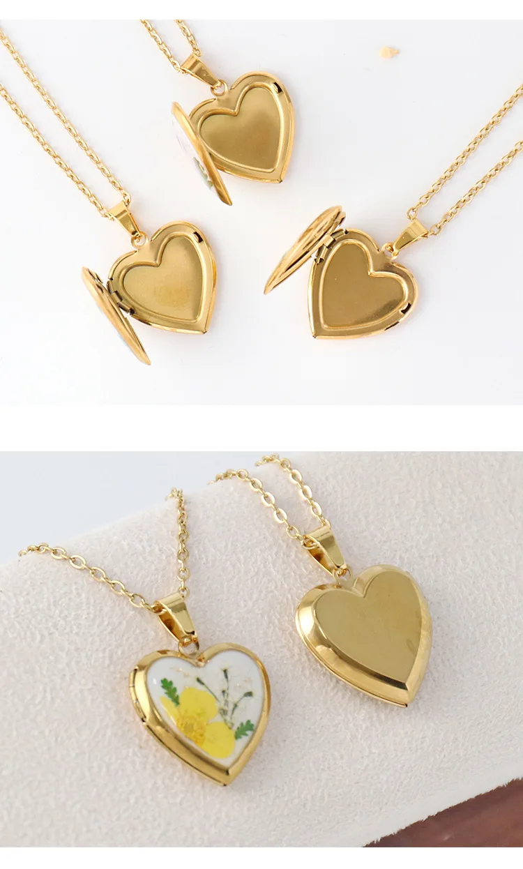 Heart Shaped Birth Flower Locket Pendant Necklace (12 Designs) - Ice Cream Cake