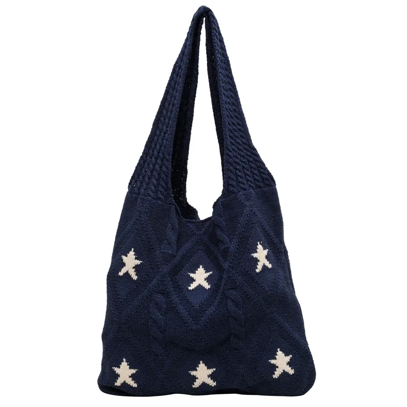 Retro Knitted Star Tote Bag (5 Colours)