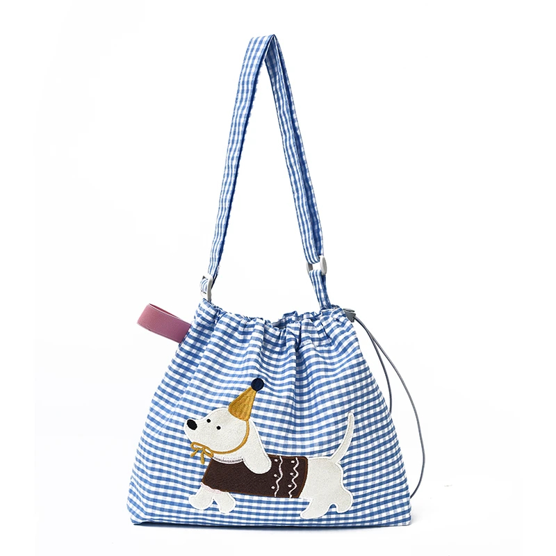 Stylish Dachshund Patchwork Gingham Shoulder Bag (5 Designs) - Ice Cream Cake