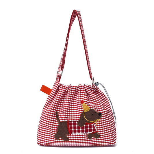 Stylish Dachshund Patchwork Gingham Shoulder Bag (5 Designs)