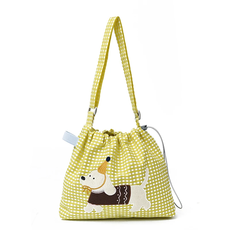 Stylish Dachshund Patchwork Gingham Shoulder Bag (5 Designs) - Ice Cream Cake