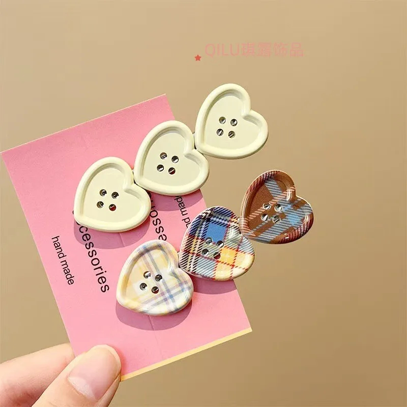 Heart Button Hair Clip (4 Designs) - Ice Cream Cake