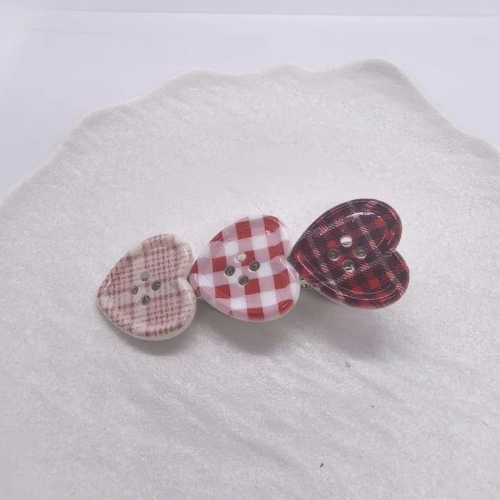 Heart Button Hair Clip (4 Designs) - Ice Cream Cake
