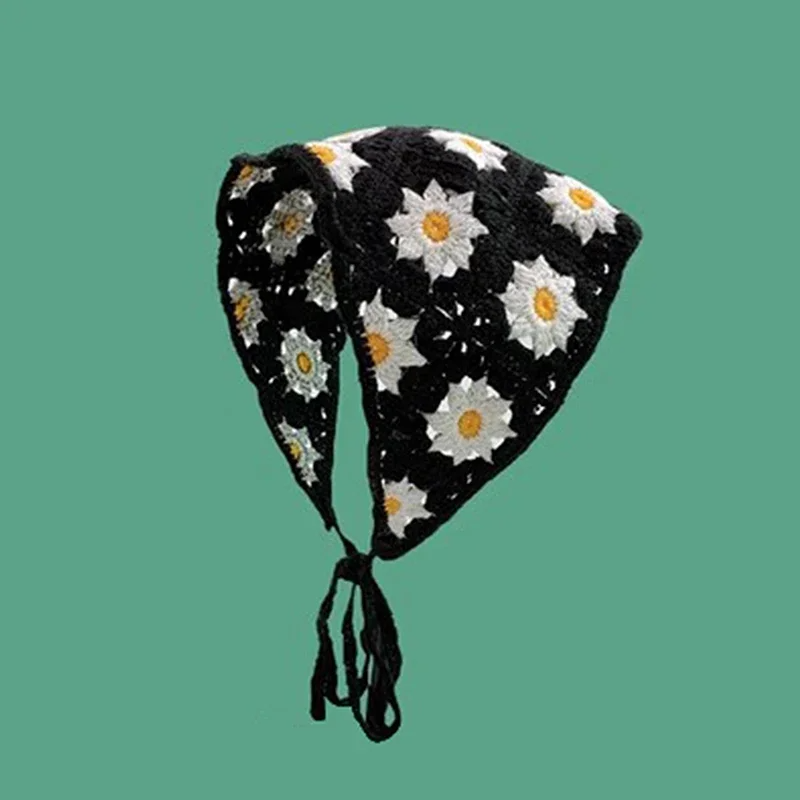 Crochet Flowers Triangle Scarf (12 Colours)