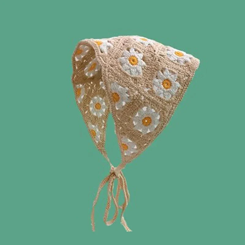 Crochet Flowers Triangle Scarf (12 Colours)