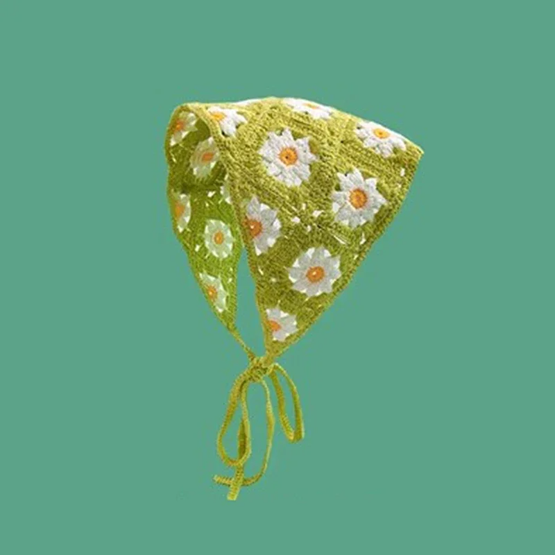 Crochet Flowers Triangle Scarf (12 Colours)