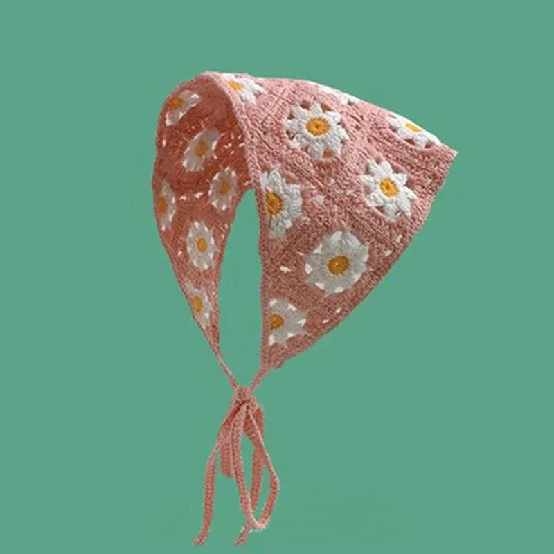 Crochet Flowers Triangle Scarf (12 Colours)