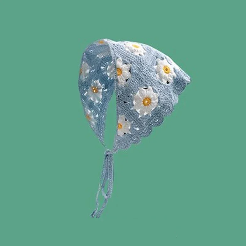 Crochet Flowers Triangle Scarf (12 Colours)