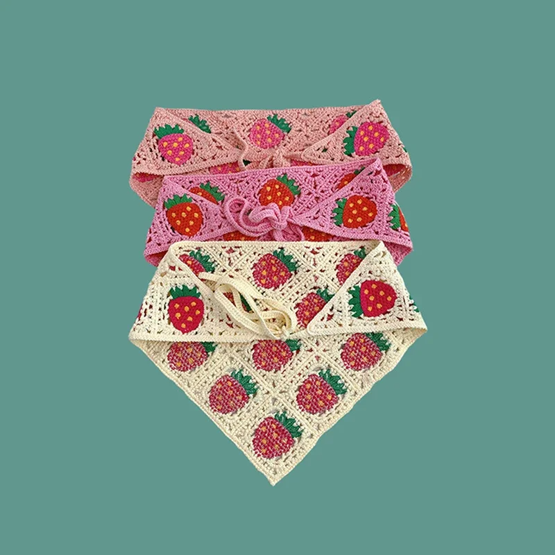 Crochet Flowers Triangle Scarf (12 Colours)