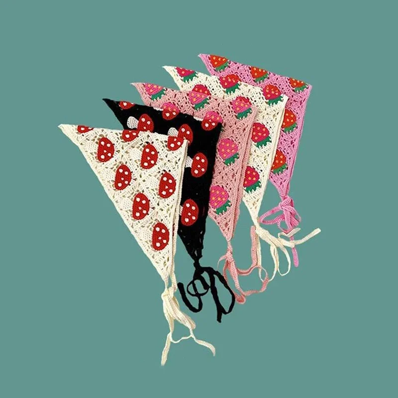 Crochet Flowers Triangle Scarf (12 Colours)