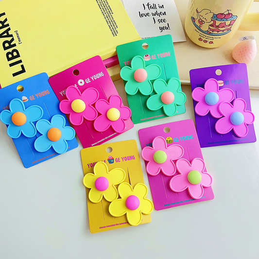 Pop Daisy Hair Clips, Set of 2 (6 Colours)