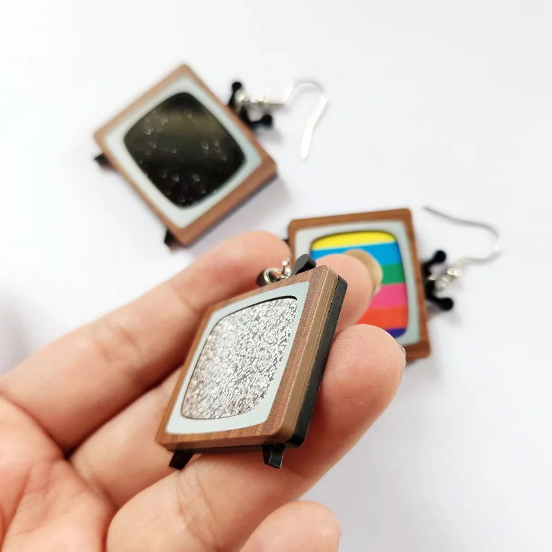 Dangly Retro Television Earrings