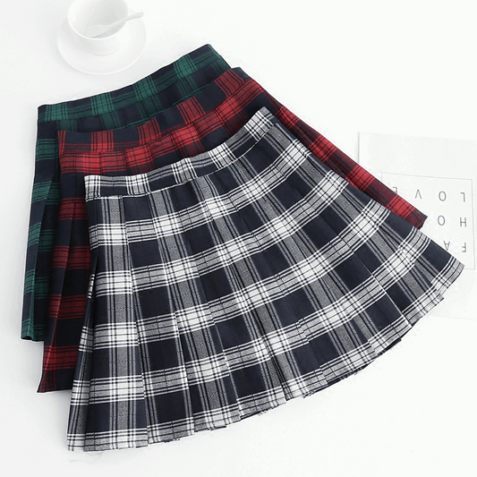 90s Style Check Pleat Skirt (3 Colours) - Ice Cream Cake