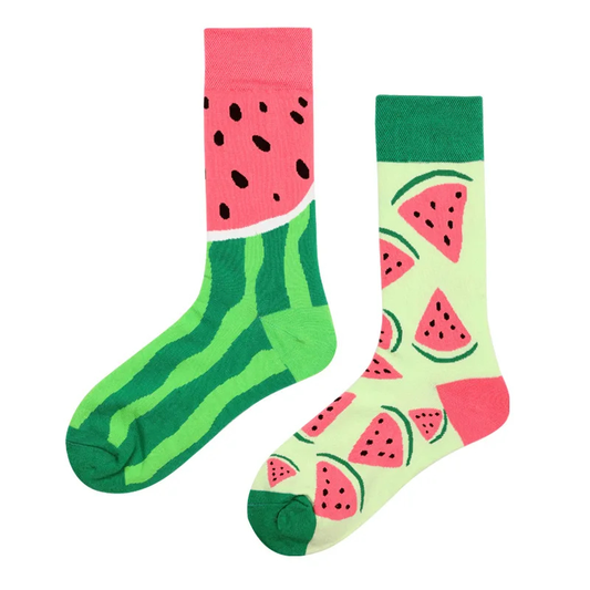Mismatched Crew Socks: Watermelon