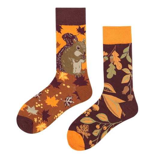 Mismatched Squirrel Crew Socks