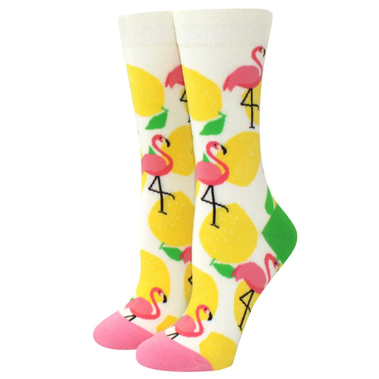 Flamingos and Lemons Crew Socks