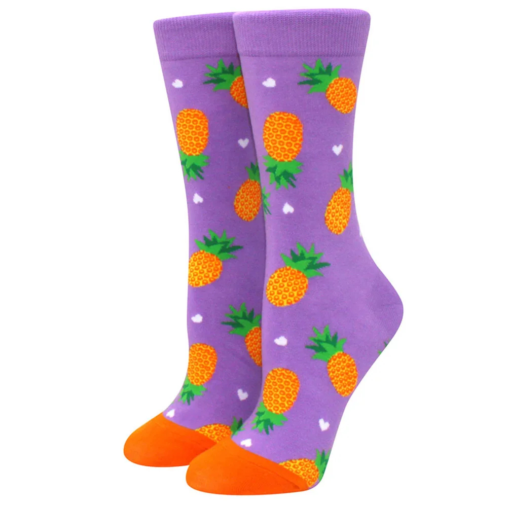 Purple Pineapple Crew Socks