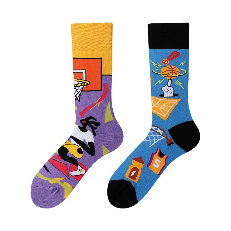 Basketball Universe Mismatched Crew Socks - Ice Cream Cake