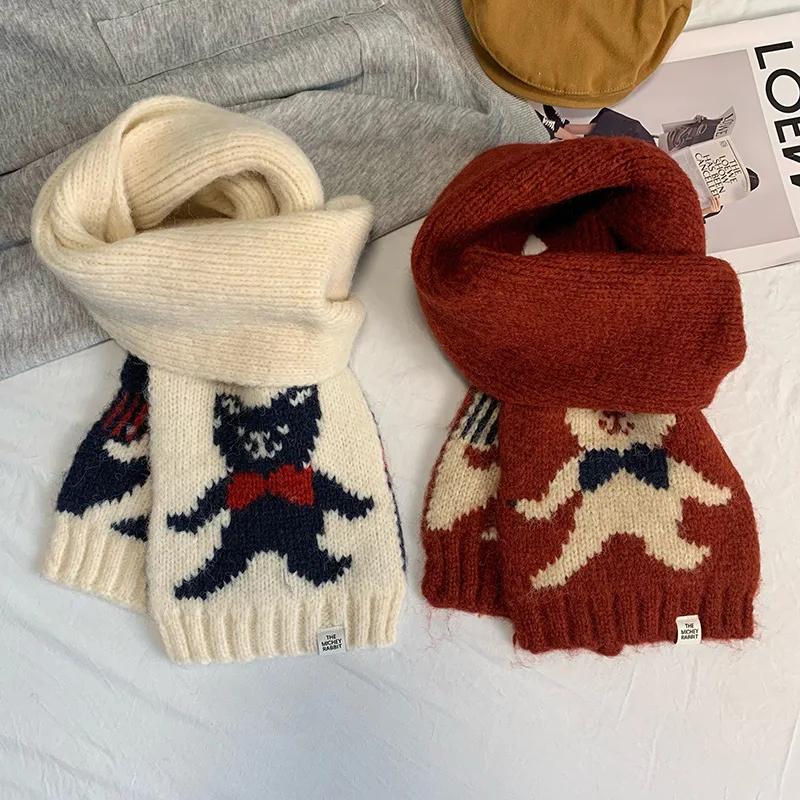 Knitted Teddy Bear Scarf