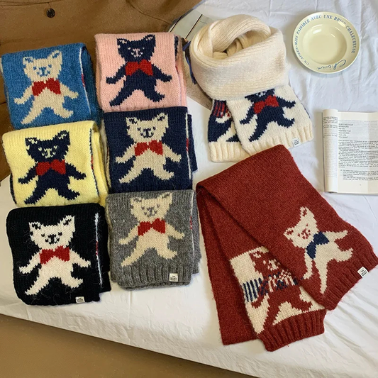 Knitted Teddy Bear Scarf