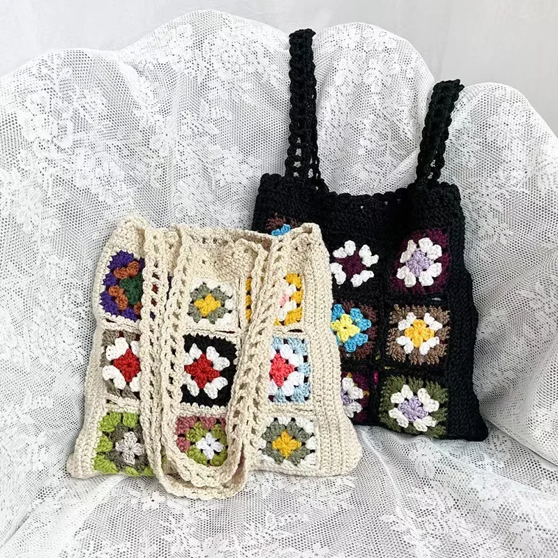 Crochet Floral Granny Square Tote (5 Colours)