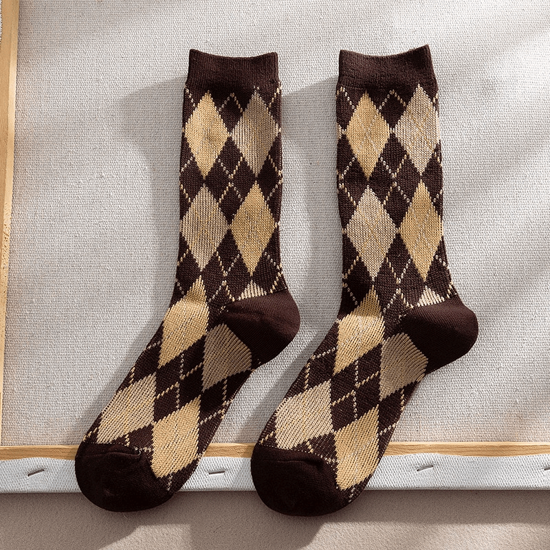 Argyle Ankle Socks (5 Colours)