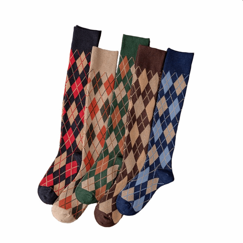 Argyle Knee Socks (5 Colours)