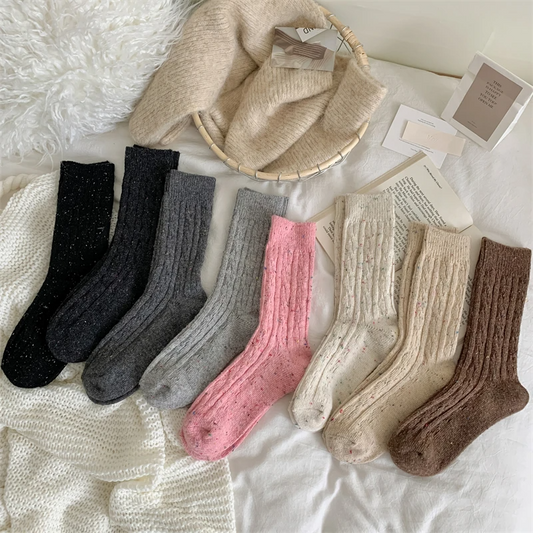 Confetti Cable Knit Crew Socks (8 Colours)