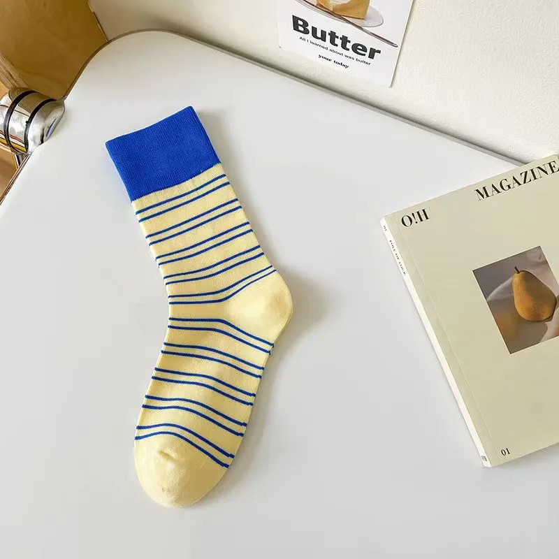 Retro Contrast Stripe Crew Socks