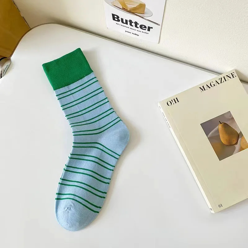 Retro Contrast Stripe Crew Socks