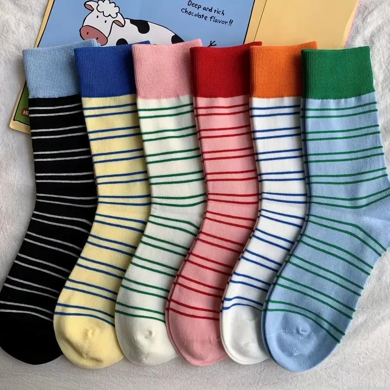 Retro Contrast Stripe Crew Socks