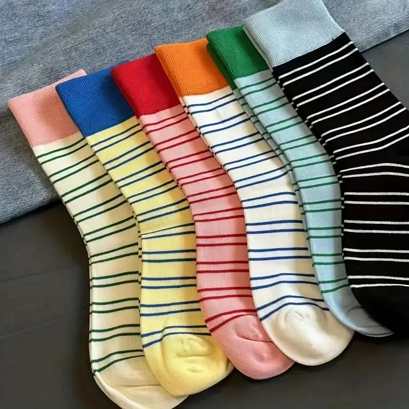 Retro Contrast Stripe Crew Socks