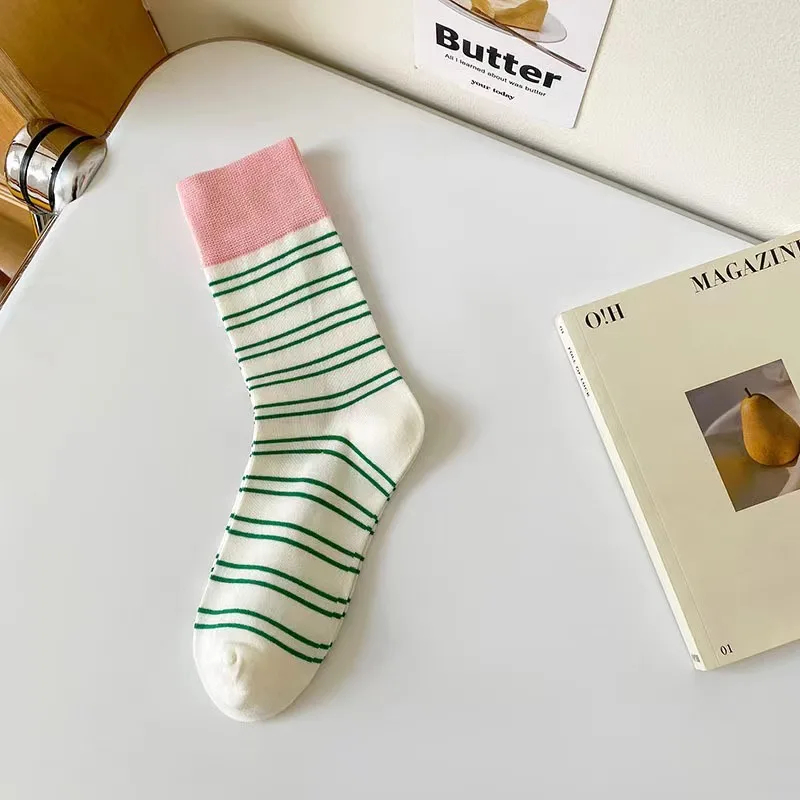 Retro Contrast Stripe Crew Socks