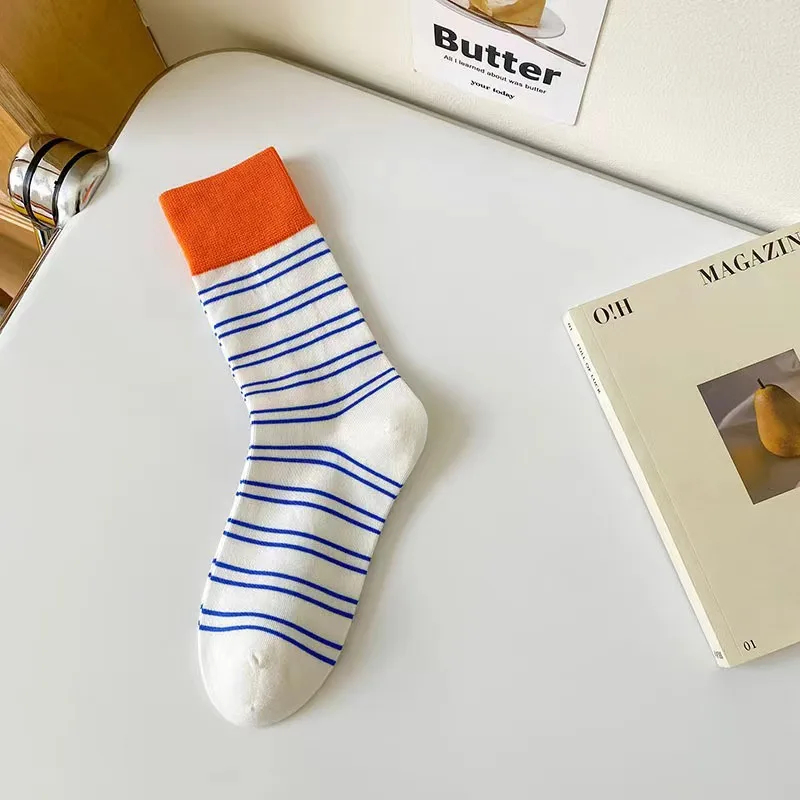 Retro Contrast Stripe Crew Socks