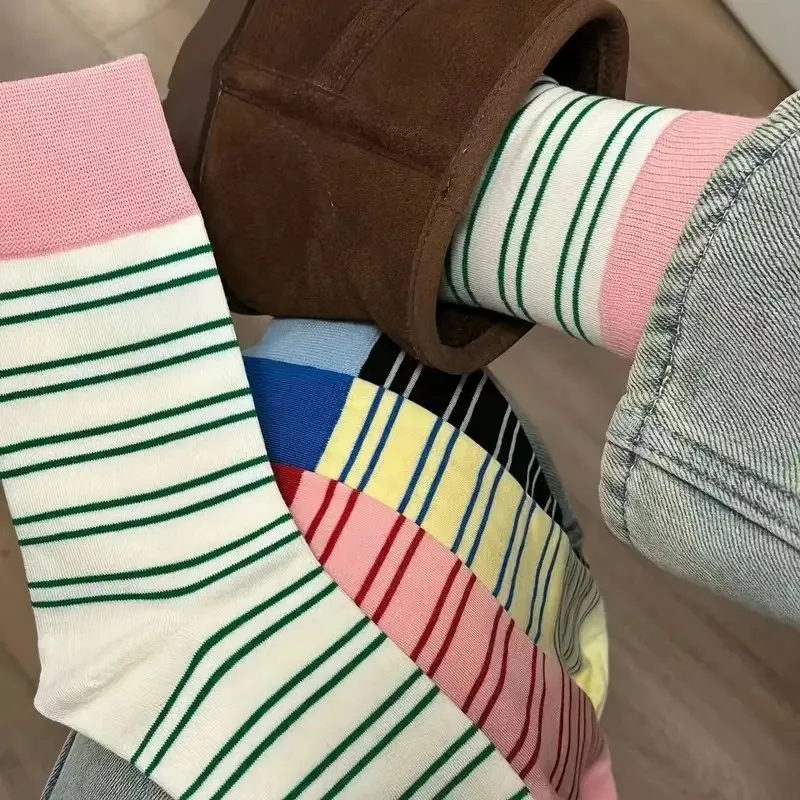 Retro Contrast Stripe Crew Socks