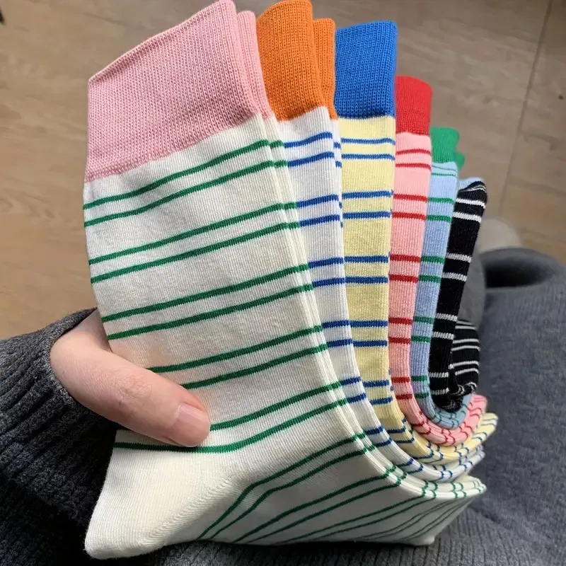 Retro Contrast Stripe Crew Socks