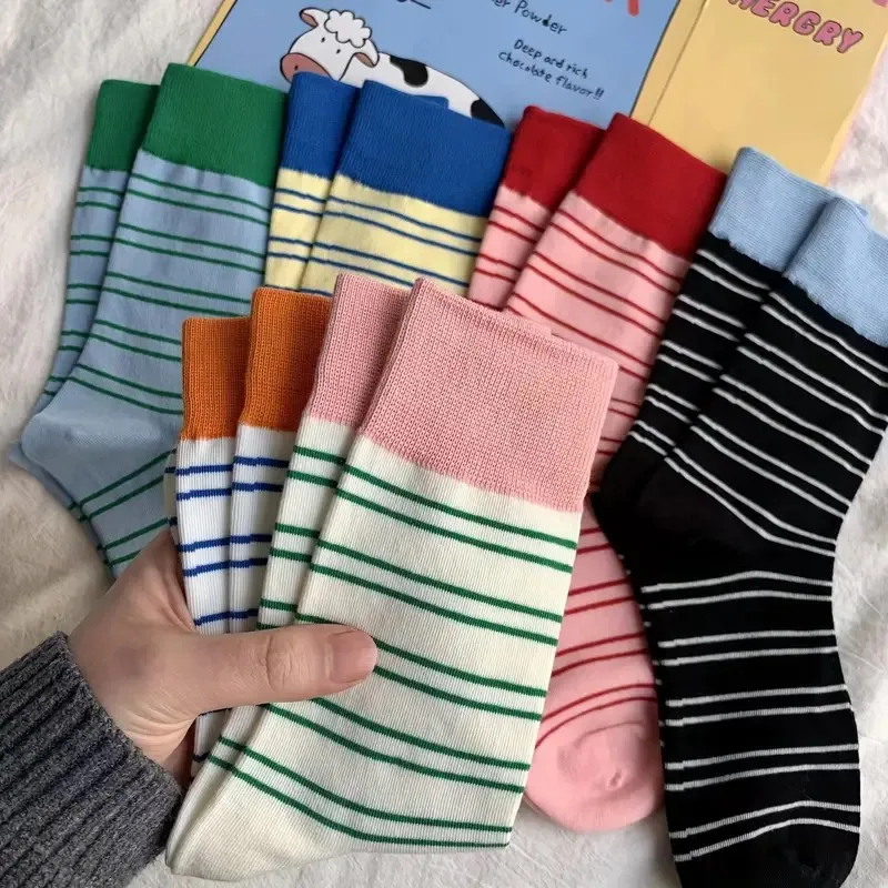 Retro Contrast Stripe Crew Socks