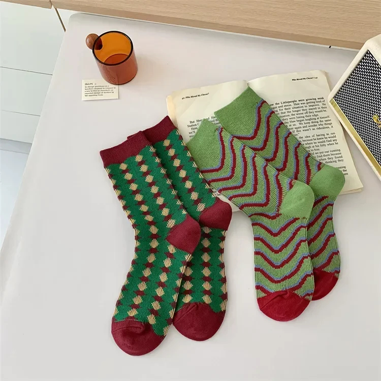 Mix Pattern Crew Socks - Ice Cream Cake