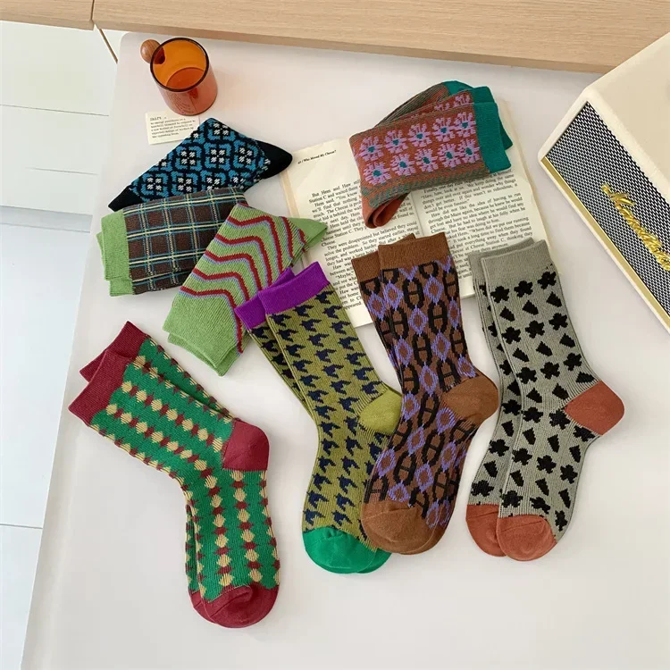Mix Pattern Crew Socks - Ice Cream Cake