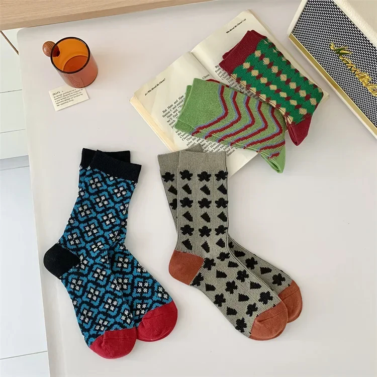 Mix Pattern Crew Socks - Ice Cream Cake