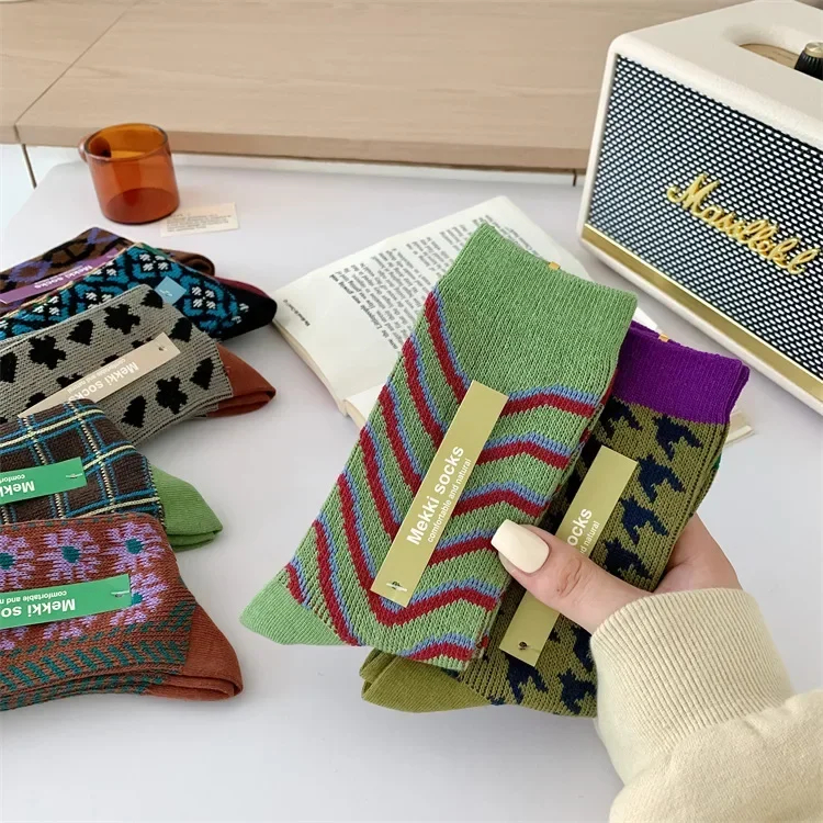 Mix Pattern Crew Socks - Ice Cream Cake