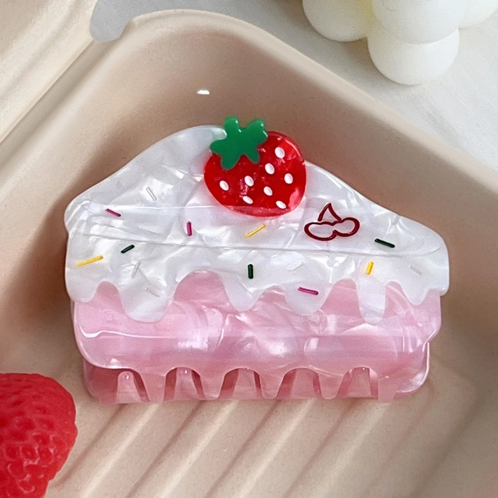 Strawberry Cake Acrylic Hair Claw Clip  Ice Cream Cake